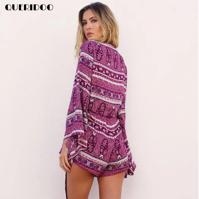 Чешский детский комбинезон женщин 2017 boho печати форме крыла летучей мыши рукав