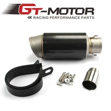 GT Motor Universal Motorcycle Full Carbon Fiber MUFFLER SLIP ON EXHAUST FOR HONDA R1 R3 R6 GSXR600 750 ZX-6R ZX-10R