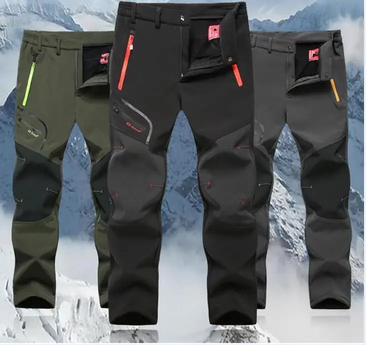 

Man Fishing Trousers Men Plus Velvet Thick Winter Fleece Soft Shell Pants Warm Outdoor Pants Hiking Pants Sports Pants