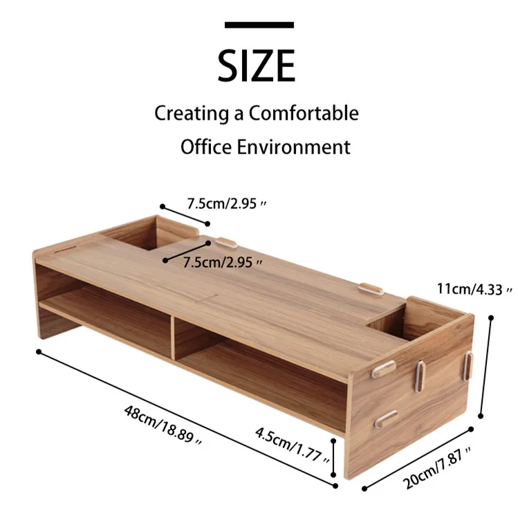 Деревянный монитор Подставка Для Ноутбука Держатель стояк компьютерный стол органайзер клавиатура мышь слот хранилища для офиса школьные принадлежности
