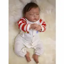 20 Inch 50 cm Reborn Baby Sleeping Girl Soft Silicone Princess Doll Toy Lifelike Cloth Body Babies With Curved Mohair For Sale