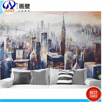 

Free shipping New York building for Coffee Restaurant bar background mural wallpaper Continental retro DZAS-HWW mural