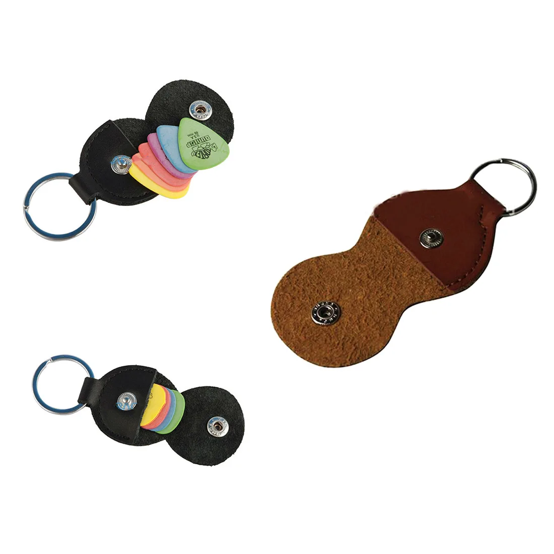 Alta calidad Guitarra cuero genuino Guitarra plectro Case bolsa llavero forma accesorios de Guitarra