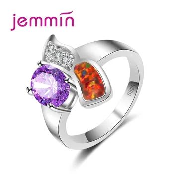 

Women Sterling Silver Rings For Anniversary Engagement Jewelry Accessory Fine Blue Fire Opan Ring Bijoux Anillos Bague