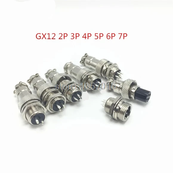 

7/16" GX12 Aviation Circular Connector 2 Pin 3pin 4pin 5pin 6pin 7pin Male Plug& Female Socket 12mm Dust cap
