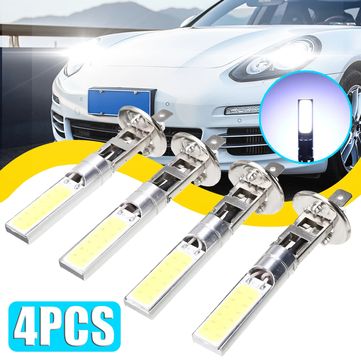 

4pcs H1 LED Headlight 60W 6000LM 6000K Hi/Lo Beam Driving Light Lamp Bulb Super Bright