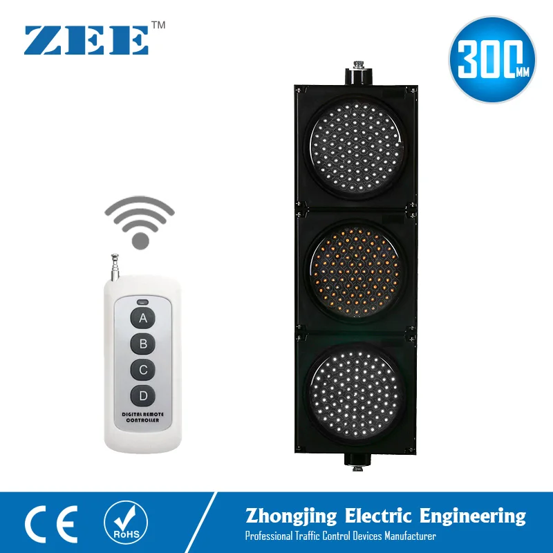 220V 110V 12V 24V Wireless Control LED Traffic Light 12inches 300mm LED Traffic Signal Light Red Green Amber Traffic Signals