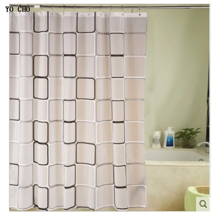 2014 black and white squares bath PEVA shower curtain bathroom