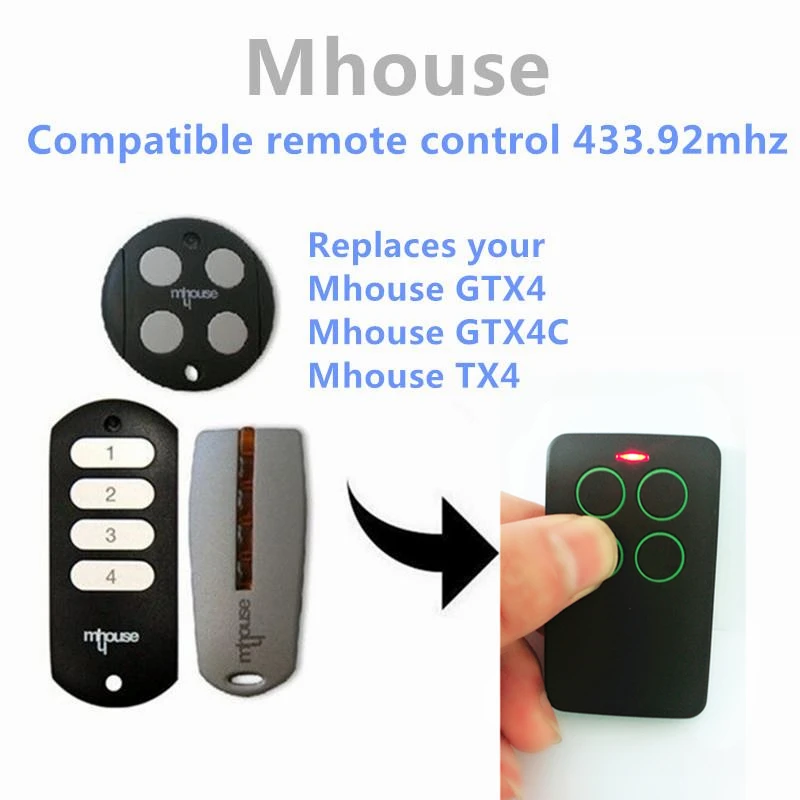

433.92 MHz rolling code Mhouse TX4 Remote Control Mhouse TX3 Transmitter Mhouse GTX4 Hand Sender