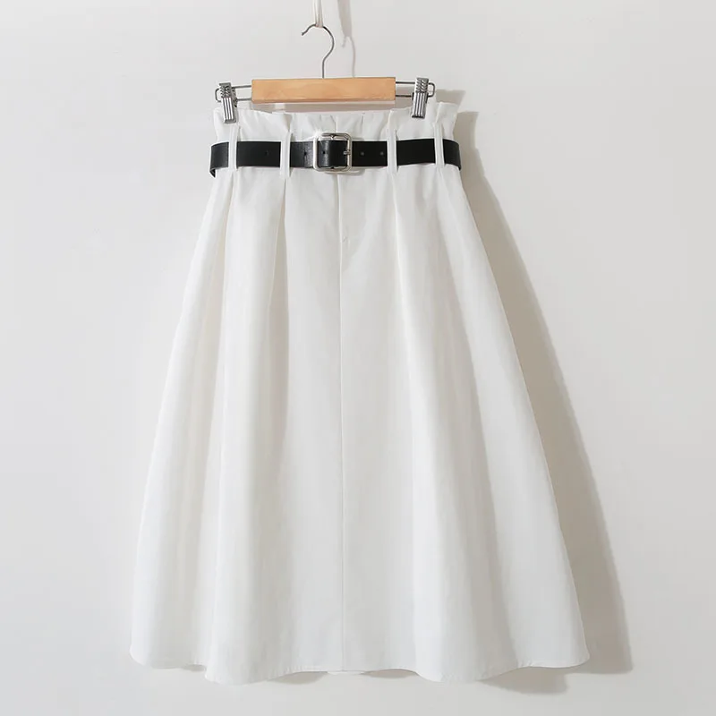 PEONFLY модная женская юбка с поясом Весна Лето корейский элегантный стиль Высокая талия плиссированная трапециевидная Повседневная Женская юбка - Цвет: 7