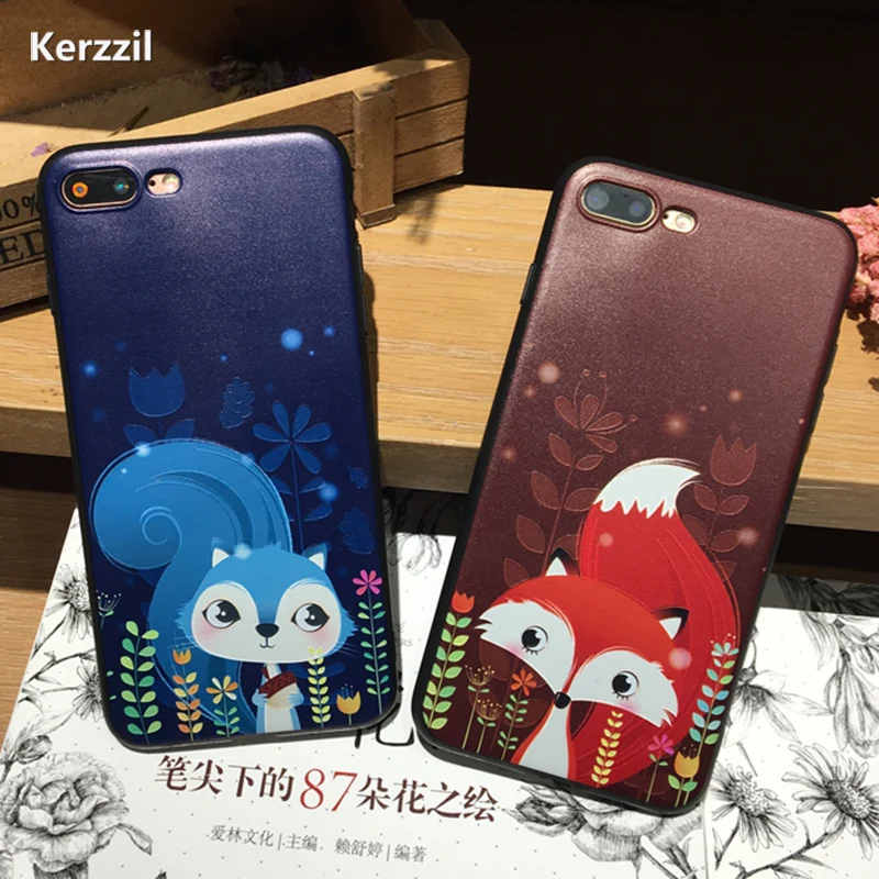 Kerzzil чехол для iphone 7 3D рельеф забавный кролик лиса Squirr iPhone 6 S Plus телефон милый
