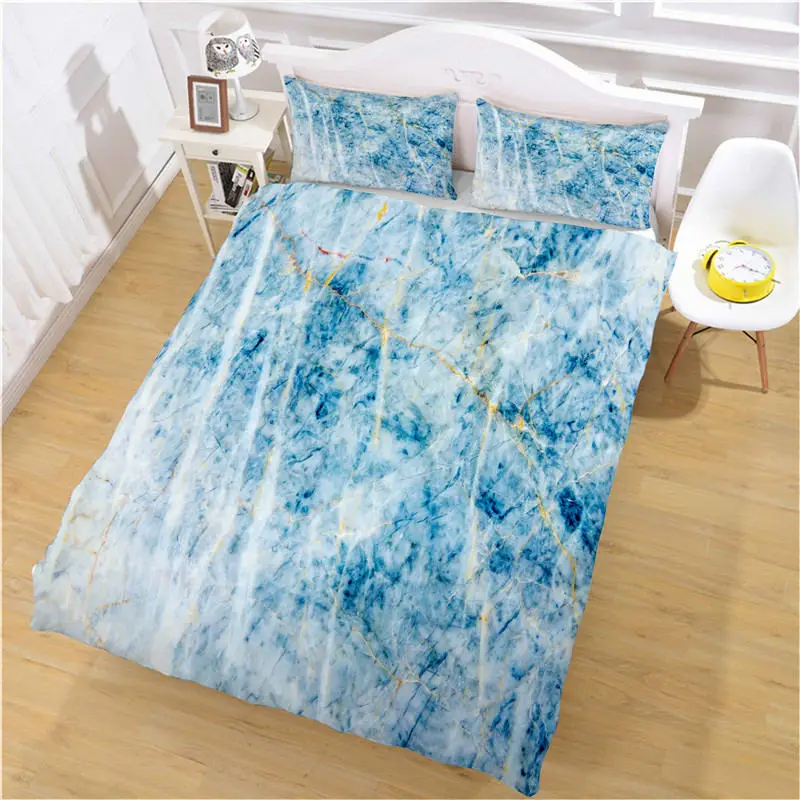 

Bonenjoy 3D Marble Bed Cover Sets Single Double Queen King Size Digital Printed Quartz Bedding Set Blue Home Textile Bedding Set