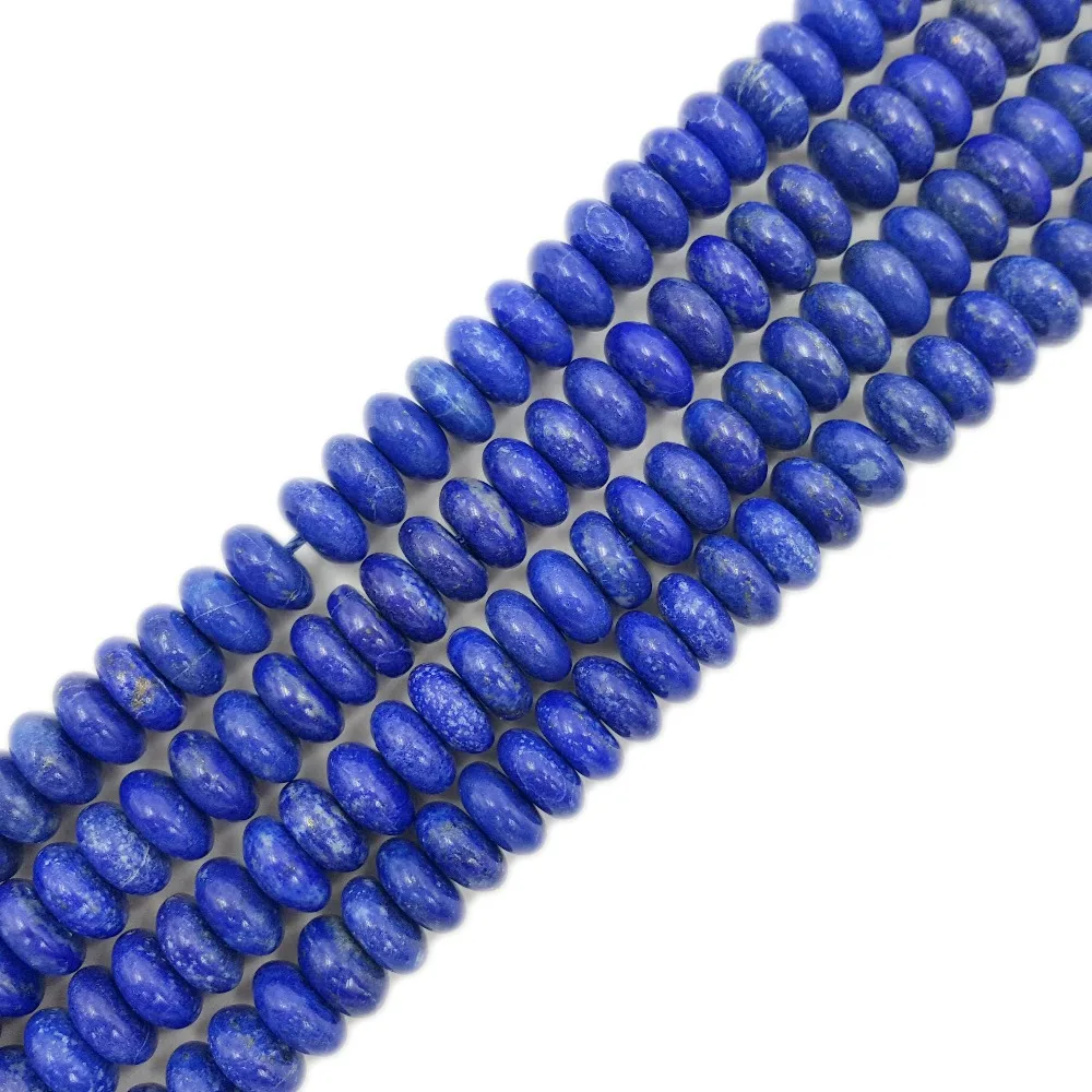 

Lii Ji AA Natural Lapis Lazuli Flat Round shape bead 6x10mm DIY Jewelry Making Approx 39cm