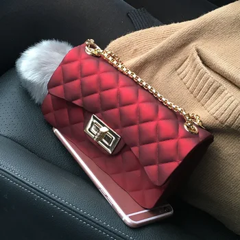 

Summer Fashion PVC Jelly Ladies Bags Chains Shoulder Bag For Women Messenger Bags Plaid Flap Women Clutches Bag