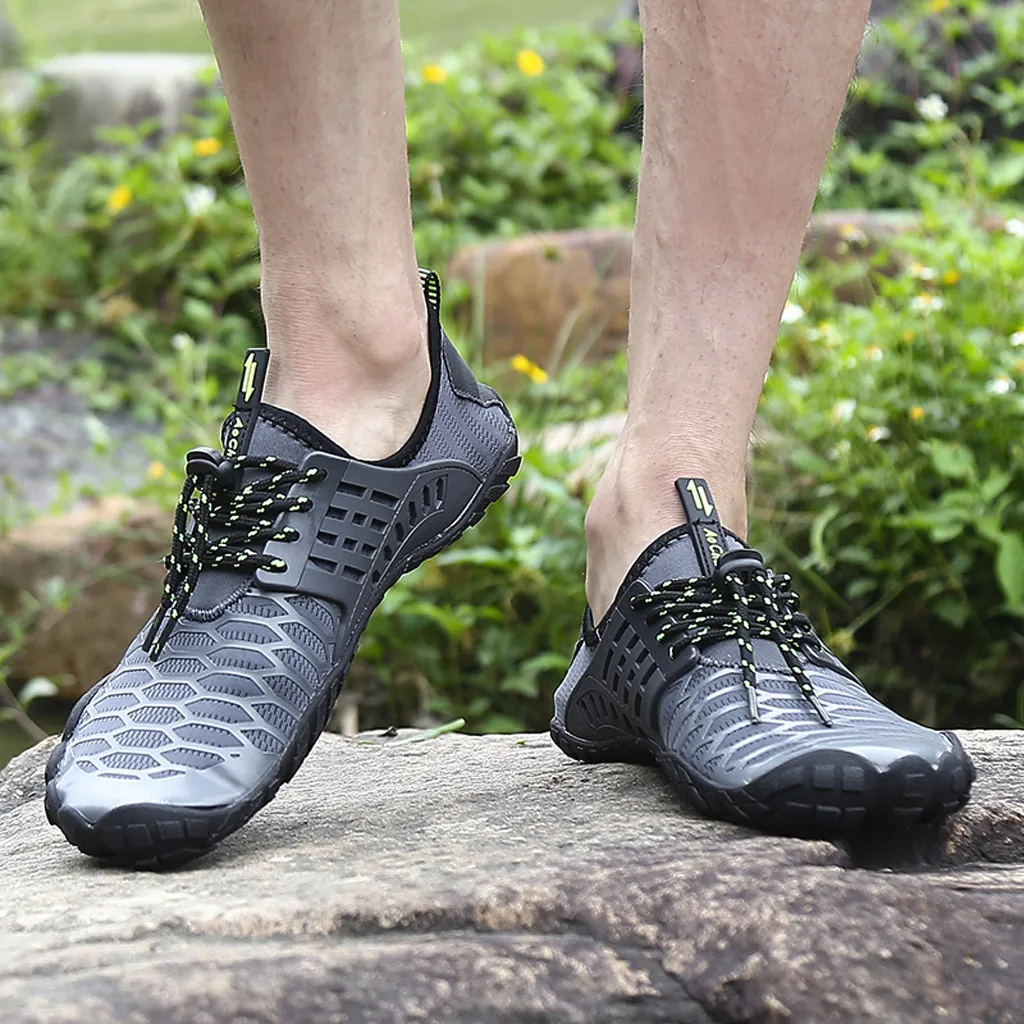 Men Mountaineer Sneaker Soft Swimming Lace Up Hollow Out Solid Blue Black Beach Snorkeling Quick Drying Water Shoes Baskets pour | Спорт и