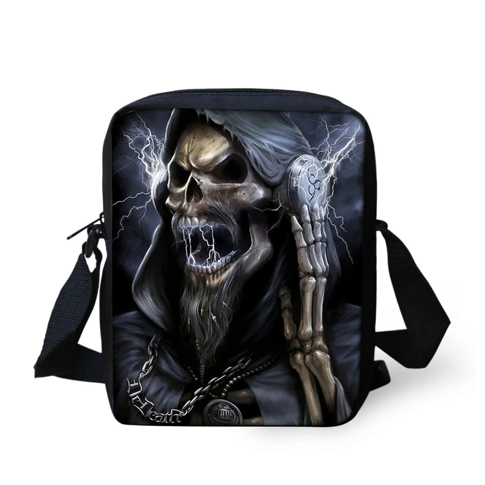  INSTANTARTS Vintage Anime Punk Skull Reaper Printing Men Small Messenger Bags Brand Designer Should - 32809914190