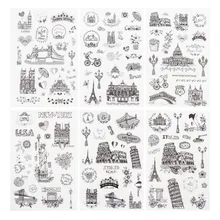 6 unidades/pacote viagens ao redor do mundo decorativo washi adesivos scrapbooking vara etiqueta diário papelaria álbum adesivos