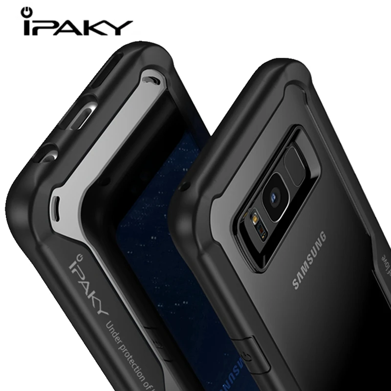 

IPAKY Original Shockproof Phone Case For Samsung Galaxy S8 S9 S10 Luxury Transparent Silicon TPU Cover Case For Samsung S8 Case