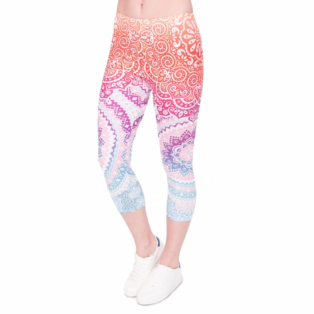 Women Capri Leggings Aztec-Round-Ombre Printing Mid-Calf Fitness Movement Leggins Capri Pants Women Capri Leggings Aztec-Round-Ombre Printing Mid-Calf Fitness Movement Leggins Capri Pants