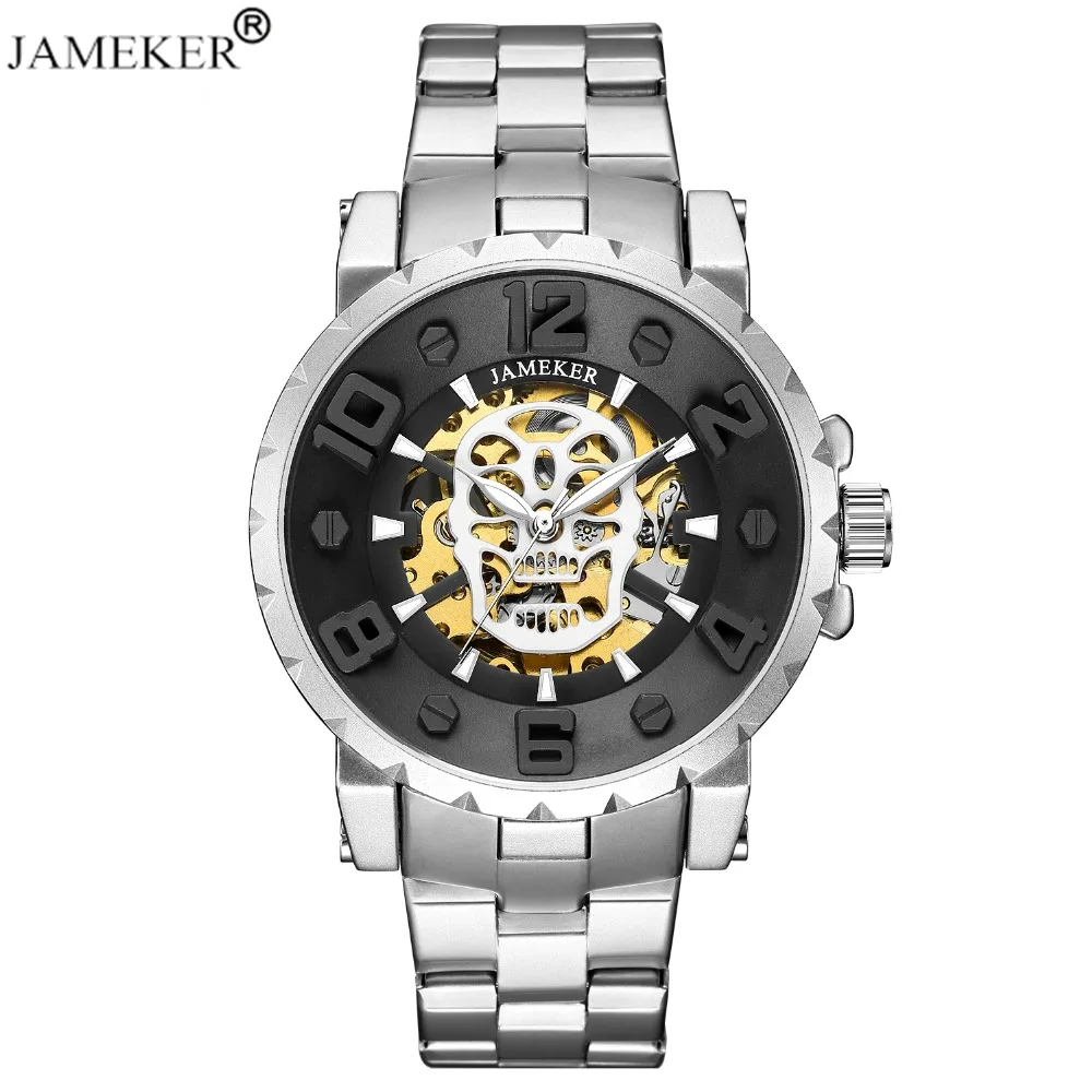 JAMEKER Elegant Design Limited Edition Mens Skull Skeleton Watches Top