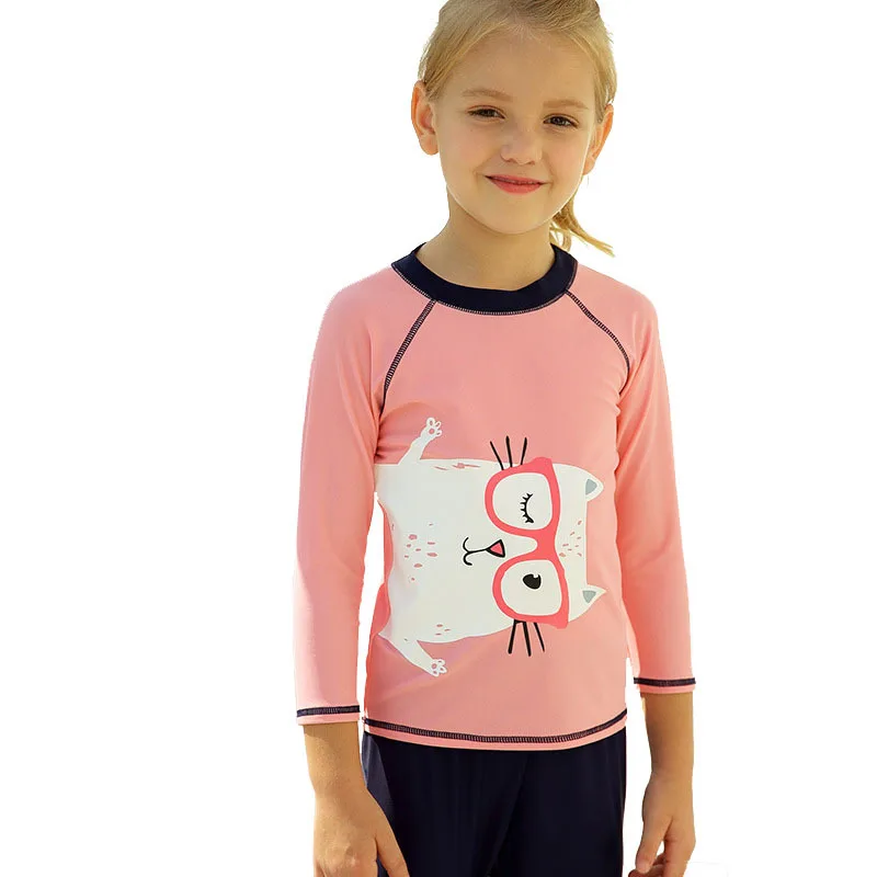 

Girls Two Piece set Rash Guard Swimsuits with Swim Cap Kids Sunsuit Swimwear Sets UPF 50+ Long Sleeves & Legs Sun UV Protection