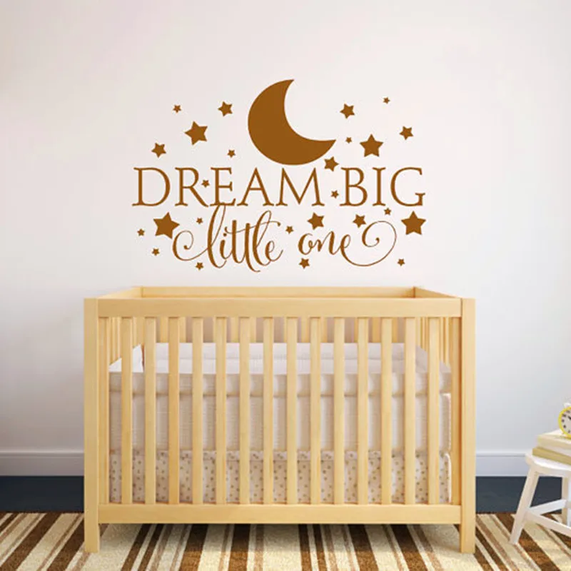 Dream Big Little One Наклейка-цитата на стену, стикер на стену детской спальни художественный декор, Детская Настенная Наклейка настенные наклейки со звездами 2632