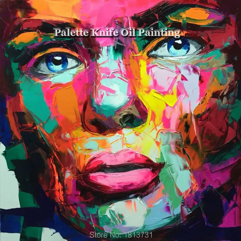 

Hand painted Francoise Nielly Palette knife portrait Face Oil painting Character figure canva wall Art picture16-46