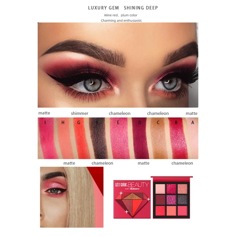 

9 Colors Eyeshadow Palette Long Lasting Waterproof Sweatprrof Makeup Shinny Eye Shadow Cosmetic Tools Y1