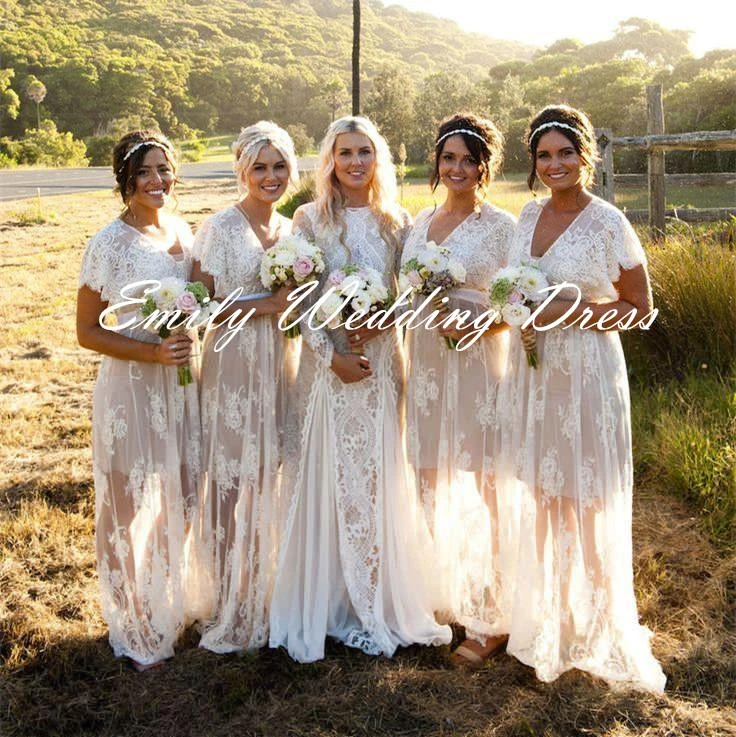 boho bridesmaid dresses long sleeve