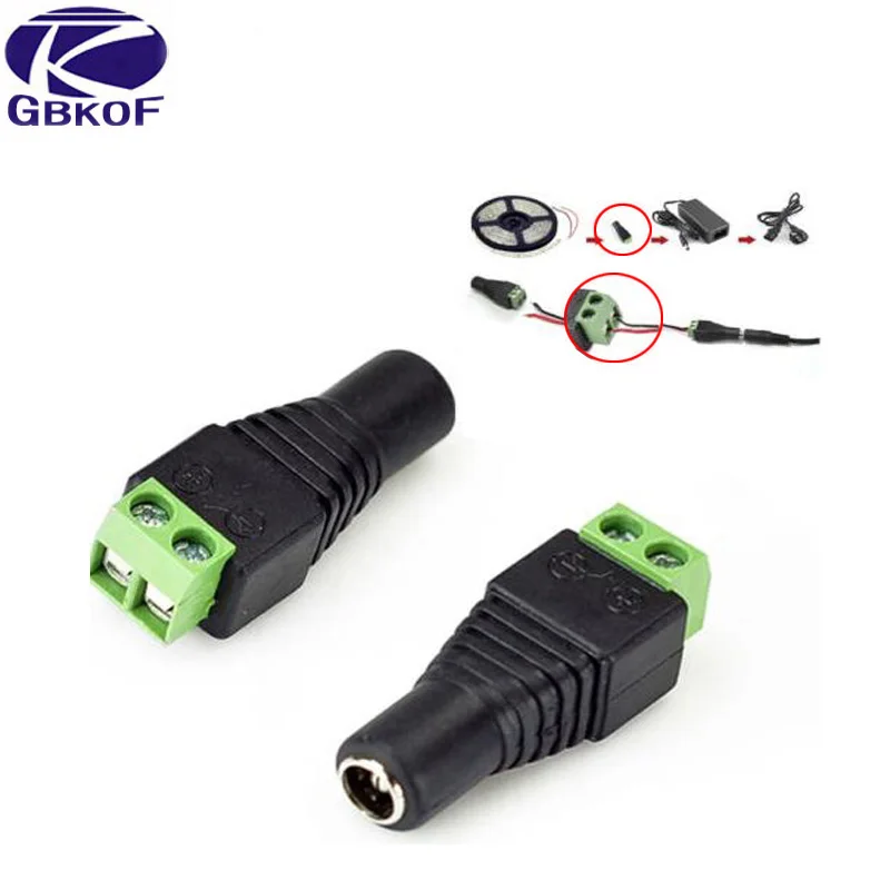 5 шт./лот DC Power Female Plug solderless Jack Adapter Разъем 2 1x5 мм для 5050 3528 одноцветная Светодиодная