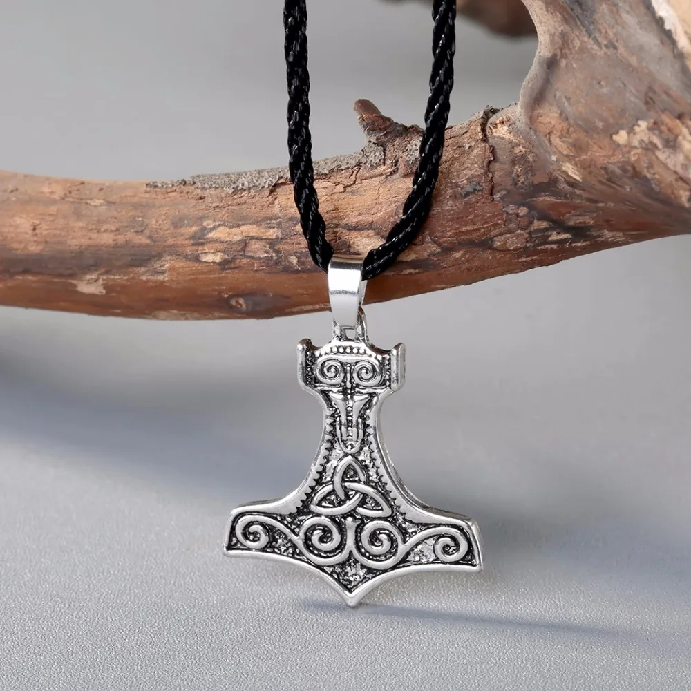 QIMING, мужское ожерелье в скандинавском стиле, женское, серебряное, с подвеской в виде молота Тора, Mjolnir, скандинавский, славянский топор, ретро, готический, подарки для мужчин, ювелирное изделие
