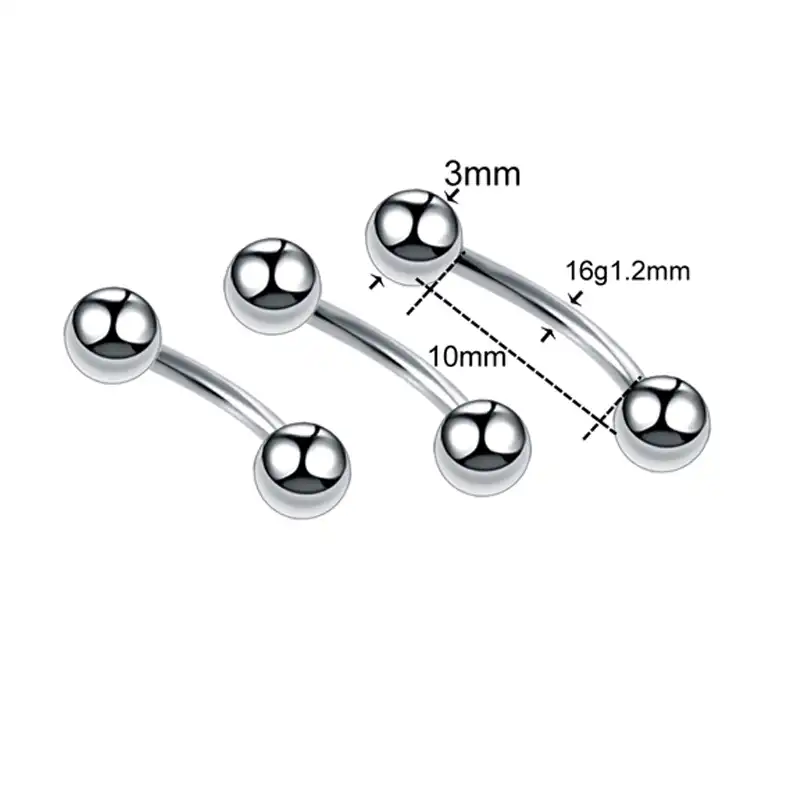 10pcs 14g 16g Nipple Rings For Men Eyes Tongue Piercing Curved Barbell Titanium Snake Eyes Pirsing Piercings Tongue Barbell