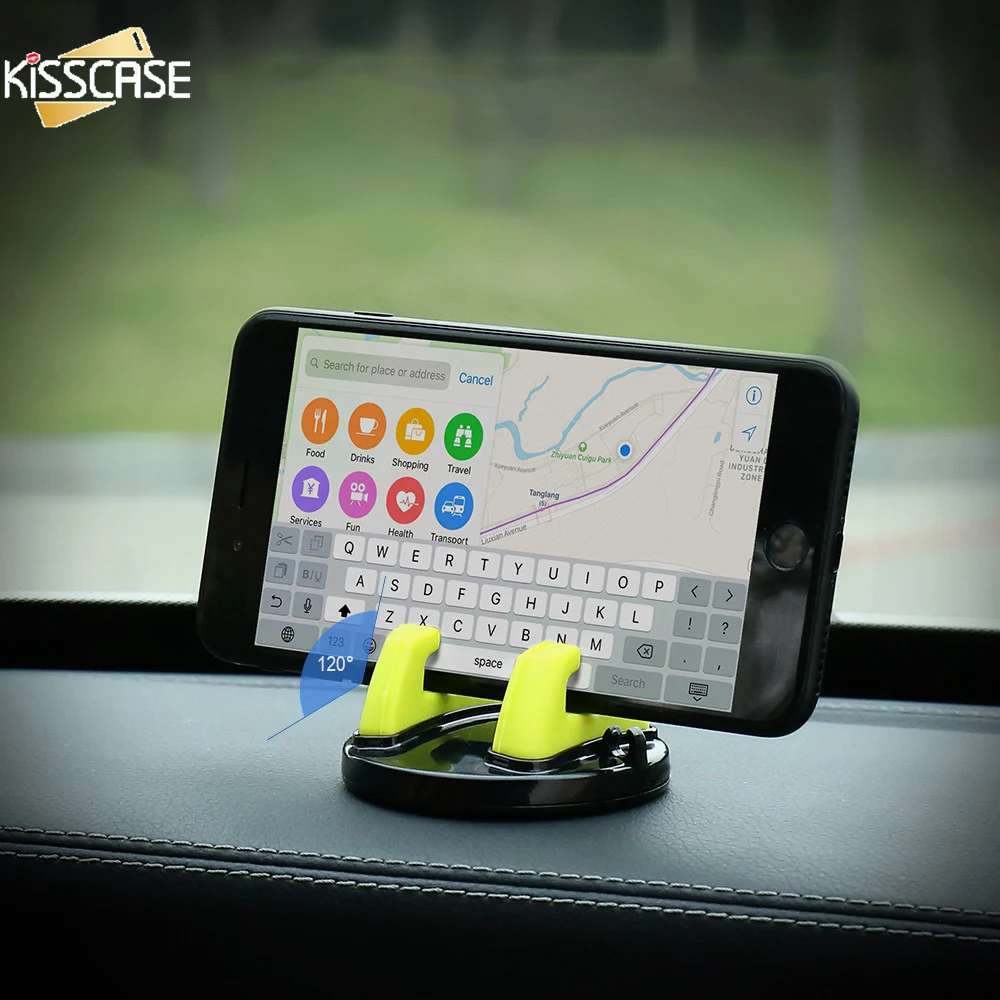 

KISSCASE 360 Degree Rotatable Auto Car Phone Holder For iPhone 5 5s se 6 6s 7 8 plus x Portable Silicone Car Phone Stands Holder