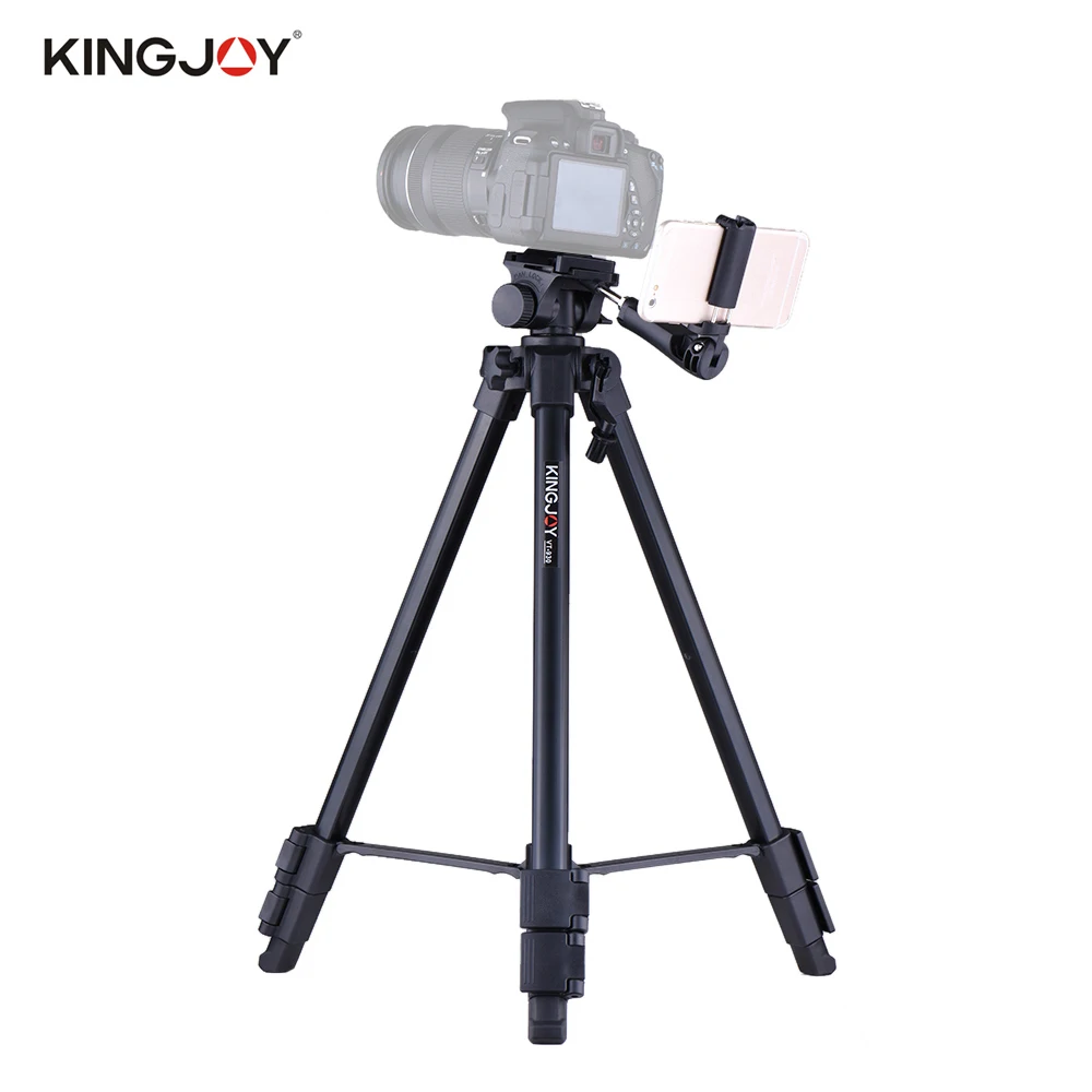58 Video Travel Tripod VT-860 KINGJOY Camera Tripod with Carry Bag Aluminum Lightweight Tripod for Photography Video Shooting Support Canon Nikon Sony DSLR Camcorder Black