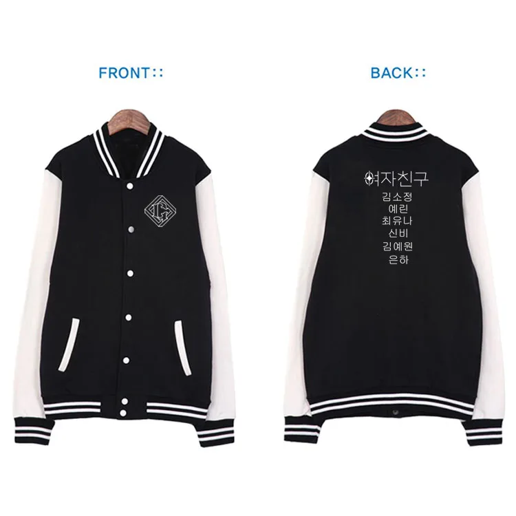 

Autumn winter gfriend parallel album all member korean name printing single breasted baseball jacket for kpop fans jacket