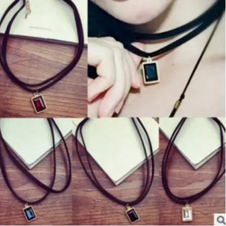 

XL 0318 2018 Street beat wild models double velvet side crystal multicolor shell options ring female short clavicle chain sweate