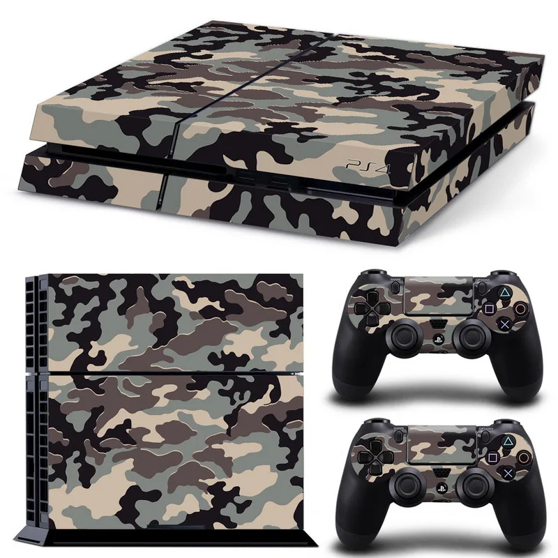 Camouflage Plastic Vinyl Skin Sticker For Sony Ps 4 Console with 2 Controllers Cover For PS4 Gamepad Joypad Decal 