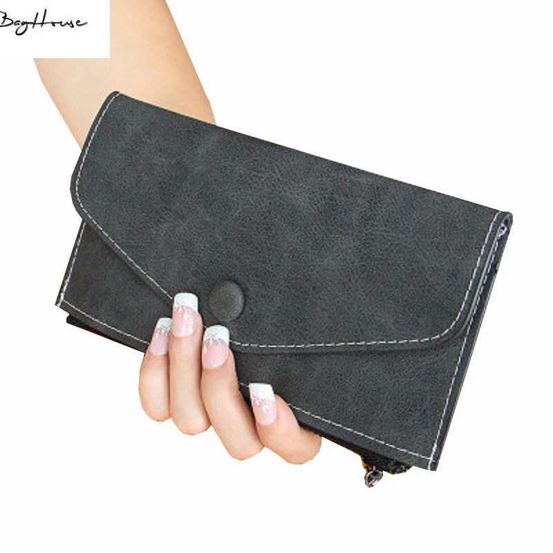 

2016 Retro Women Scrub Pu Leather Long Wallets female envelope Clutch Purse Card key holder Phone Bag new best christmas gifts