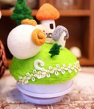 Rotary music box cartoon animal set wool needlepoint kit wool felt needle felting decoration craft needlecraft