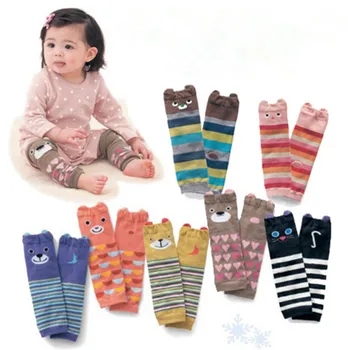 

1pair Warm Cotton Socks Baby Children Cartoon Leg Warmers Kneepads 3D Bear Boys Girls Toddler Striped Socks Fit for 0-5Y Kids