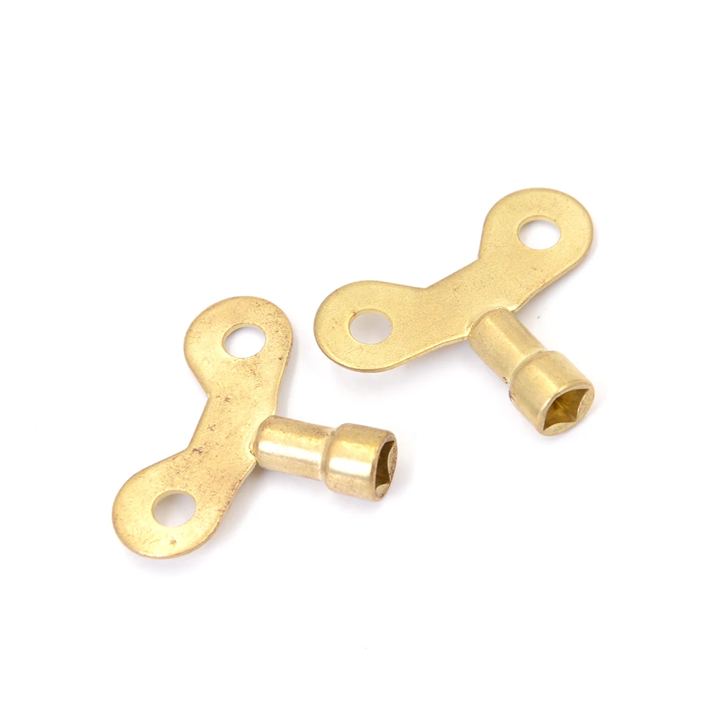 2Pcs  Hole Water Tap Faucet Key For Water Tap Solid Brass Special Lock New Radiator Plumbing Bleed Key Square Socket