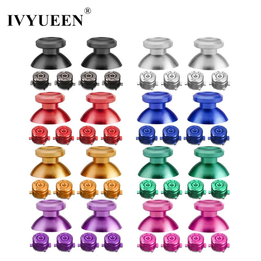 

IVYUEEN Metal Analog Thumb Stick Caps For Dualshock 4 PS4 DS4 Slim PRO Controller Aluminium Thumbsticks 9mm Bullet Buttons Mod