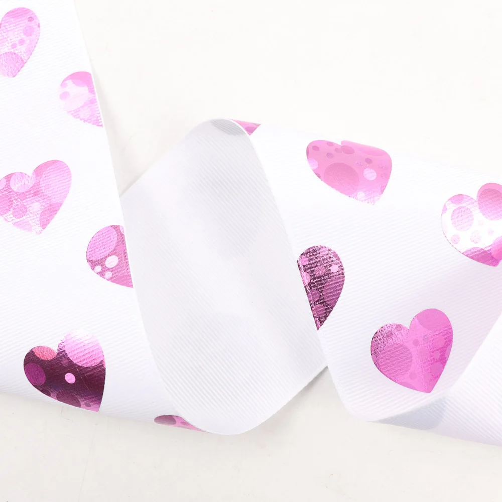 2 ярдов "(75 мм) Grosgrian ленты лазерное сердце печатных самодельные банты для волос аксессуары декоративная лента свадебный подарок обертывание