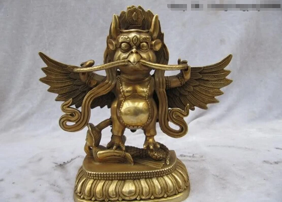 

Collectible bronze lion statue S0260 8"Tibet Folk Buddhism classical Brass Copper Garuda Bird God Buddha statuary (B0328)