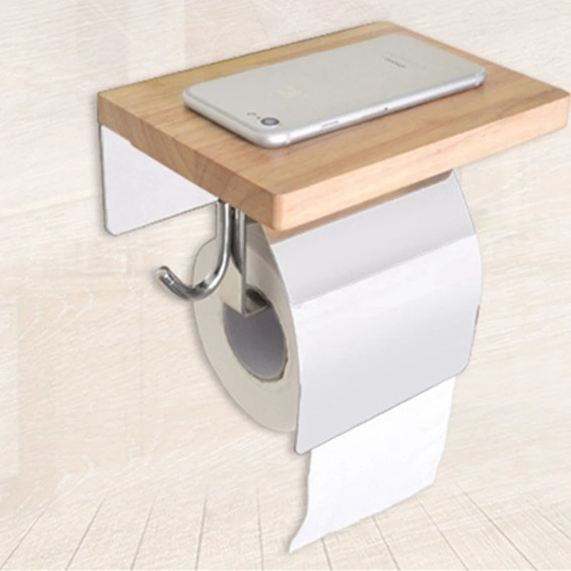 304 нержавеющая сталь ткань для ванной коробка Туалет креативная бумага в рулонах держатель твердой древесины Водонепроницаемый туалетной
