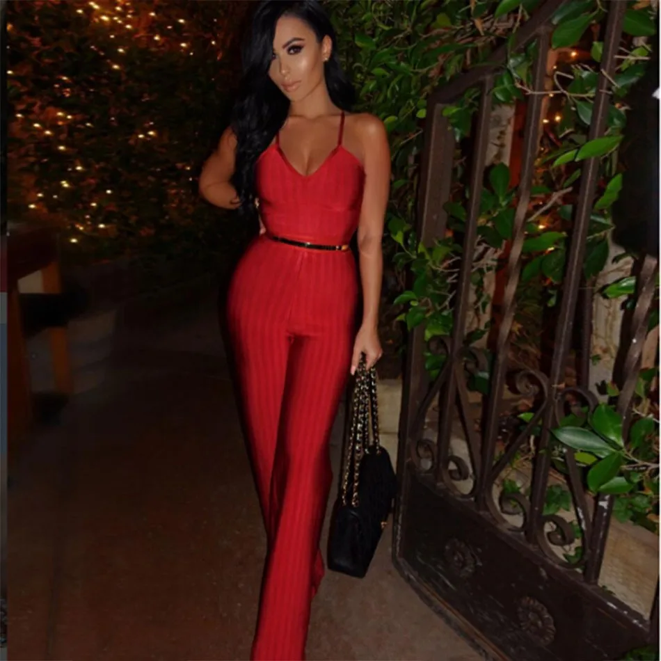 red bandage jumpsuit