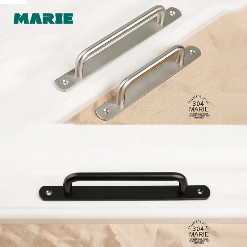 fashion deluxe furniture handles leather cabinet drawer knob black silver dresser stainless steel handle pull