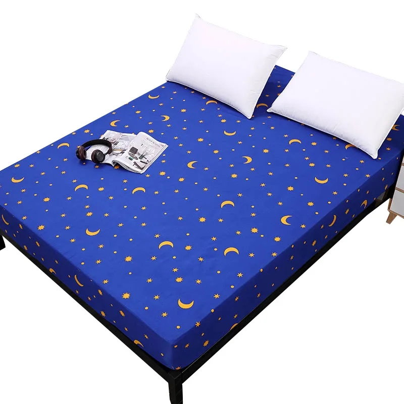 Simplicity Pure Pattern Printing Brushed Fitted Sheet Mattress Cover With Elastic Band Soft Bedding