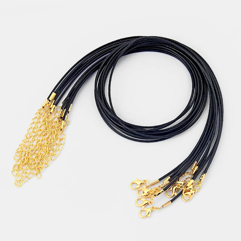 15Pcs 1.5mm Black Waxed Cords For Choker Necklace Lobster Claw Clasp Jewelry Findingsin Pendant