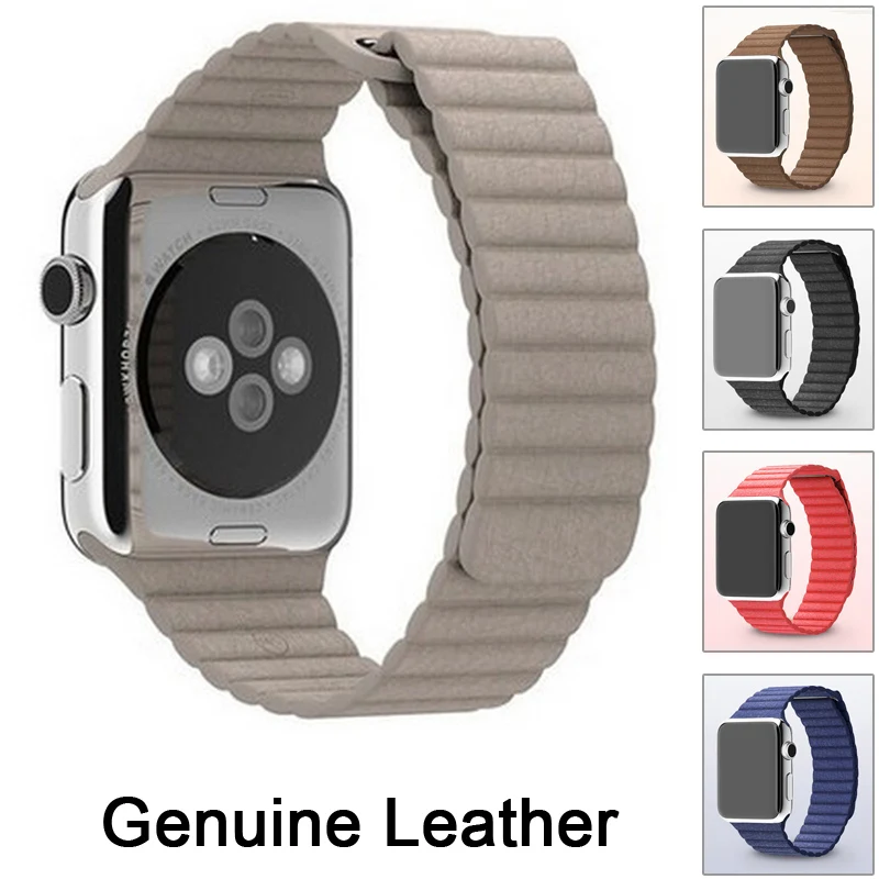 

high quality 100% Genuine Leather strap Watchband For Apple Watch Magnetic Loop clasp Watch band iwatch Band leather 38mm 42mm